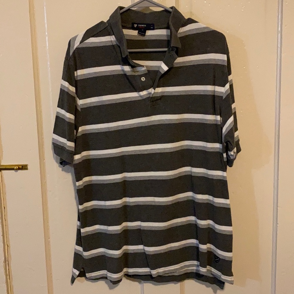 Gray and white stripe collar shirt by Cremieux